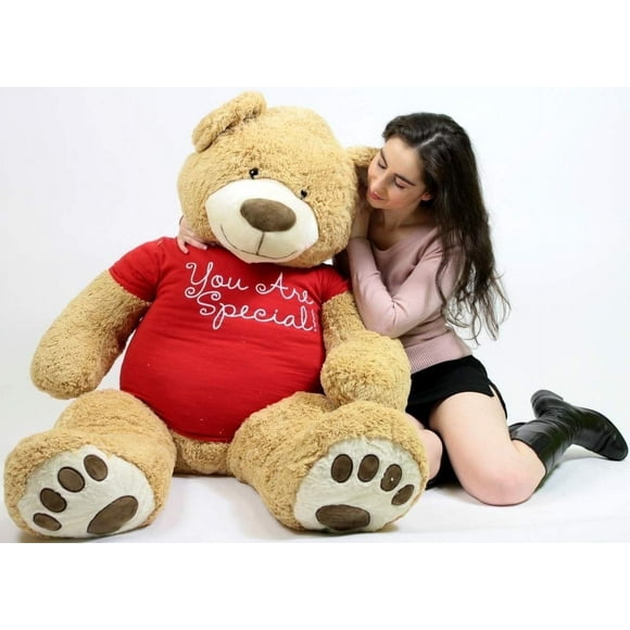 Valentine's Day 5 Foot Giant Teddy Bear Soft T-shirt Says YOU ARE SPECIAL, Big Plush Valentine Plushie Packed in Big Box Ready to Hug