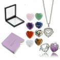 thumbnail image 1 of Valentine's Day 8PC Set (8 Quartz&1 Necklace)Carved Stone Heart Shape Necklace Chakra Quartz Pendant with Cord Amulet Healing Crystal Jewelry for Unisex, 1 of 8
