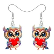 Valentine's Day Acrylic Cute Owl Earrings Colorful Bird Animals Dangle Jewelry for Women Charm Gifts