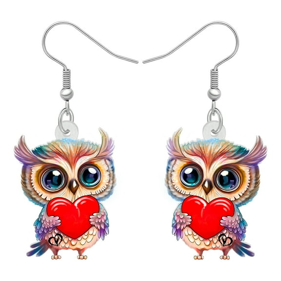 Valentine's Day Acrylic Cute Owl Earrings Colorful Bird Animals Dangle Jewelry for Women Charm Gifts