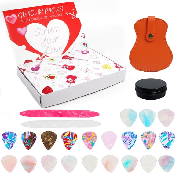 Valentine's Day Advent Calendar 2026 Guitar Picks Advent Calendar 24 Days Musical Countdown Box with Guitar Picks and Accessories for Guitarists Music Lovers