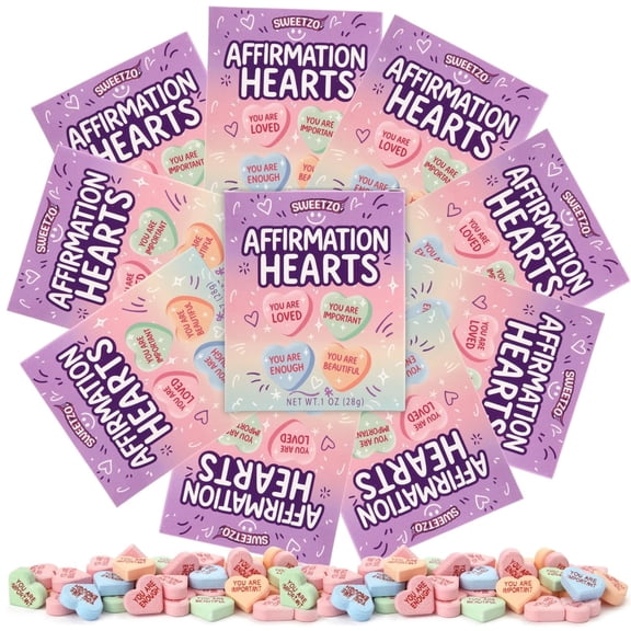 Valentine's Day Affirmation Hearts, Inspirational Hard Candy, Festive Gifts, 1 Ounce Each, Pack of 10