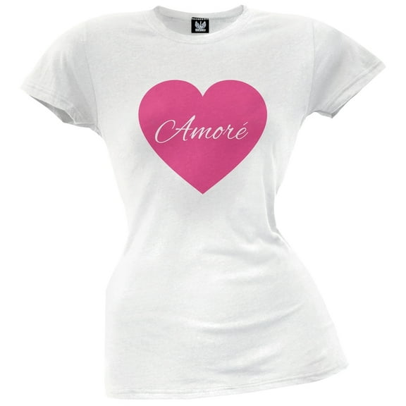 Valentine's Day - Amore Heart Juniors White T-Shirt - 2X-Large