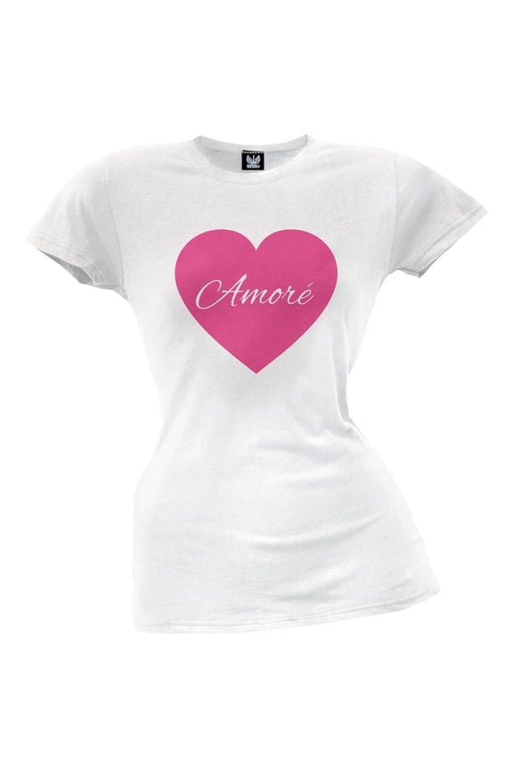 Valentine's Day - Amore Heart Juniors White T-Shirt - Small