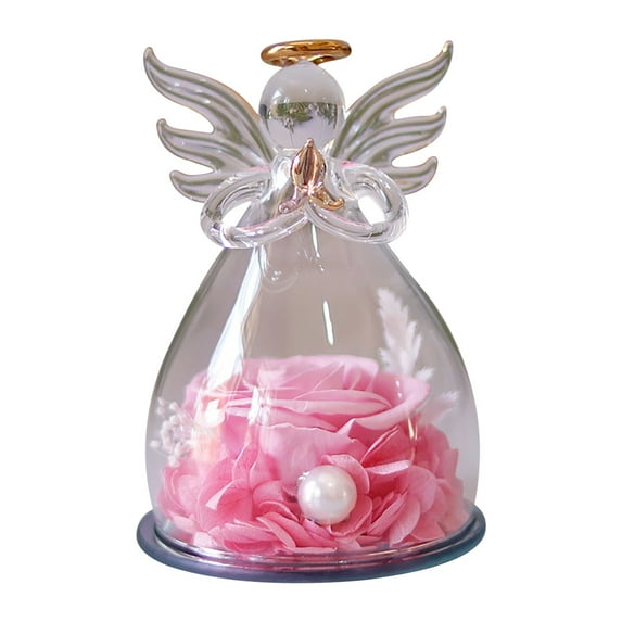 Valentine's Day Angel-Top Preserved Rose Glass Jar, Eternal Rose Romantic Table Ornament Valentine's Decor & Gift for Lovers