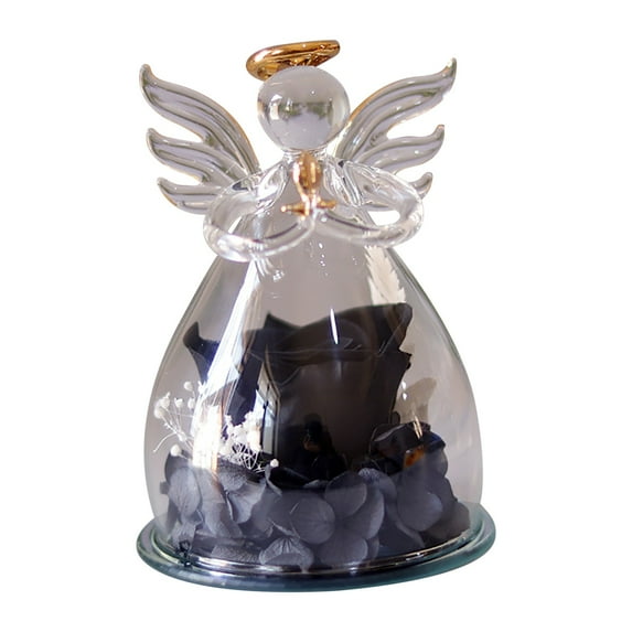 Valentine's Day Angel-Top Preserved Rose Glass Jar, Eternal Rose Romantic Table Ornament Valentine's Decor & Gift for Lovers