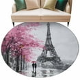 thumbnail image 1 of Valentine's Day Area Rug, Oil-Painting Couple under Pink Umbrella Paris Eiffel Tower Tree Washable Large Circle Carpet, Non Slip Round Rug for Living Room/Bedroom/Dining Room/Home Office/Dorm, 1 of 9