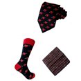 thumbnail image 1 of Valentine's Day Arrow of Love Pattern Socks Necktie Pocket Square Set Package In Black with Red and White Color, 1 of 1