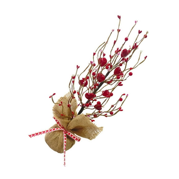 Valentine's Day Artificial Berries Heart Table Tree Home Table Decor with Burlap Base Heart Berries Table Centerpieces
