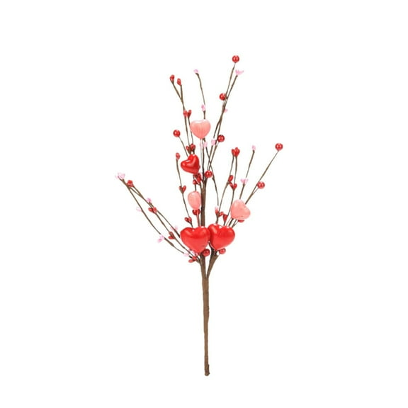 Valentine's Day Artificial Flower Picks with Red Hearts – Romantic Decorative Stems for Anniversary, Wedding Centerpieces, and Valentine's Day Home Decor