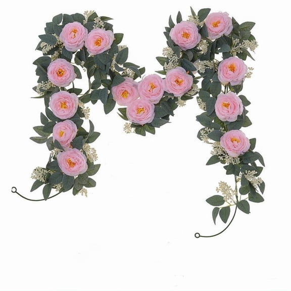 Valentine's Day Artificial Rose Garland Vines Pink Flowers Hanging Silk Rose Vine for Wedding Home Office Arch Arrangement Decoration 6FT Pink