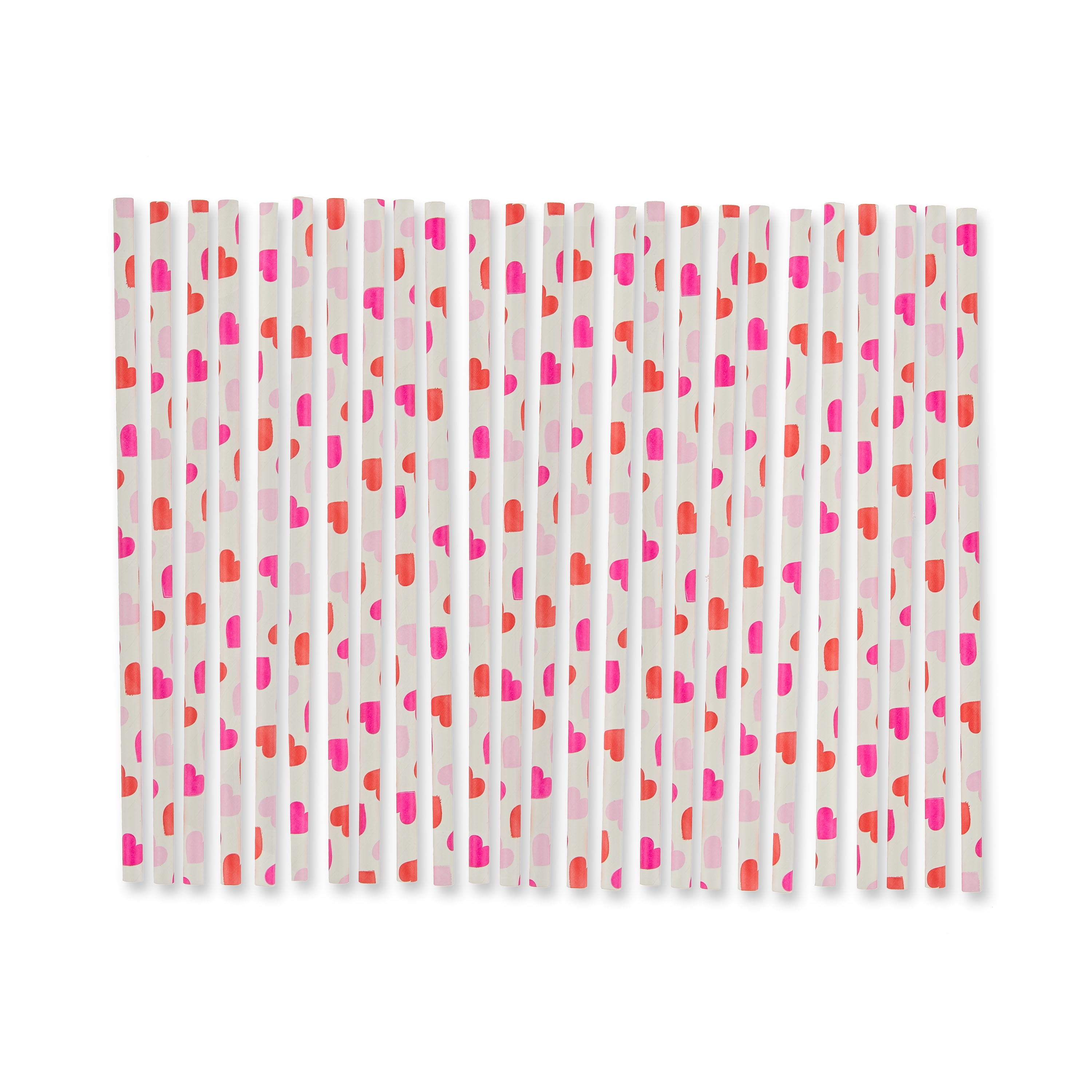 Hot Pink Hearts 25pc Paper Straws