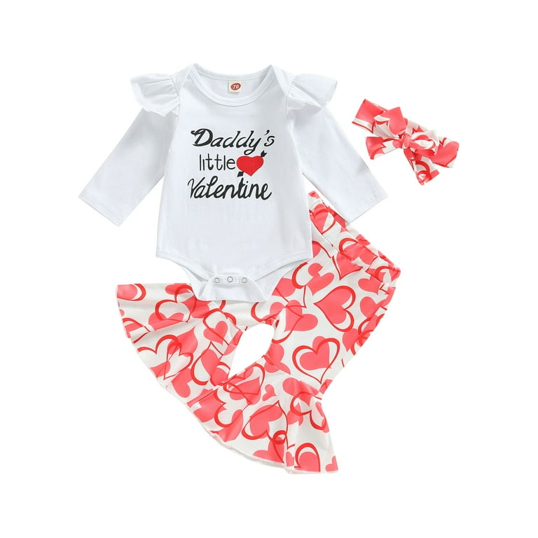 Valentine s Day Baby Girls Clothes Set Letter Print Long Fly