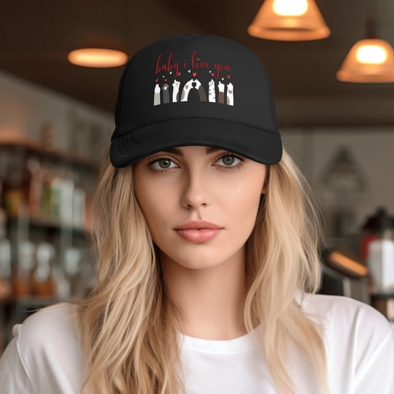 Valentine's Day Baby I Love You Baseball Cap Trucker Hat for Women Men