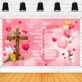 thumbnail image 1 of Valentine's Day Backdrop Christian for God John 3:16 Happy Valentines Day Photography Background Pink Love for Church Couples Party Decorations Banner Photo Booth Props, 1 of 6