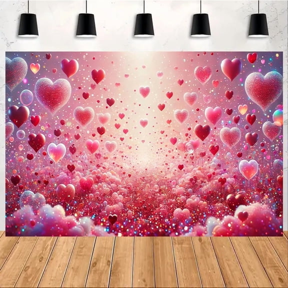 Valentine's Day Backdrop Pink Love Heart Birthday Photography Background Vibrant Heart Valentine Couple Anniversary Party Decorations Banner Supplies Photo Booth Props