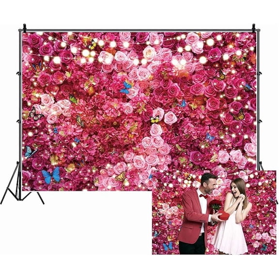 Valentine's Day Backdrop Red Love Heart Bokeh Glitter Sparkling Photography Background for Anniversary Mother's Day Wedding Bridal Shower Party Decor Photo Booth Props