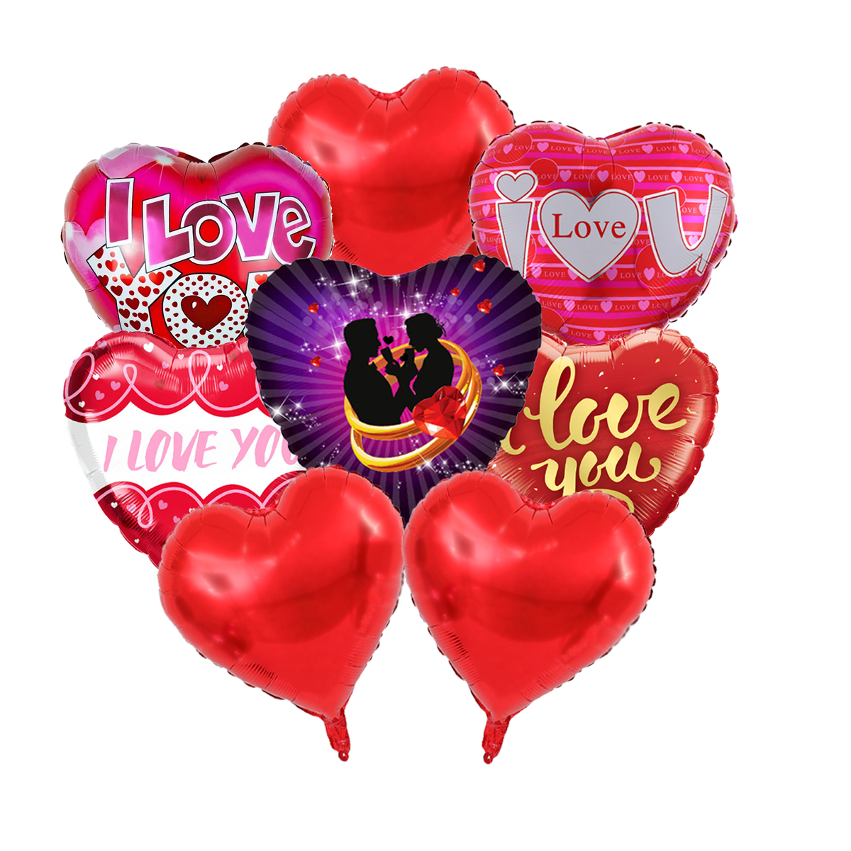 Valentine's Day Balloon Bouquet 8 Heart I Love You Red Balloons ...