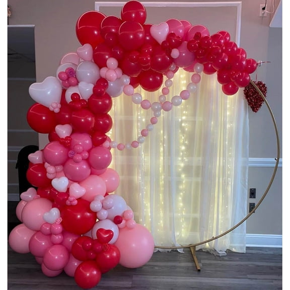 Valentine's Day Balloon Garland Arch Kit - Red, Pink, Hot Pink Balloons - Love, Lip & 'Love' Letter Balloons - Biodegradable Latex