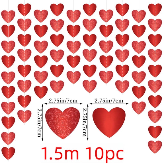 Valentine's Day Banner Decorations Kit, Happy Valentine , Heart Garland, Streamers & Swirls for Romantic Wall Décor