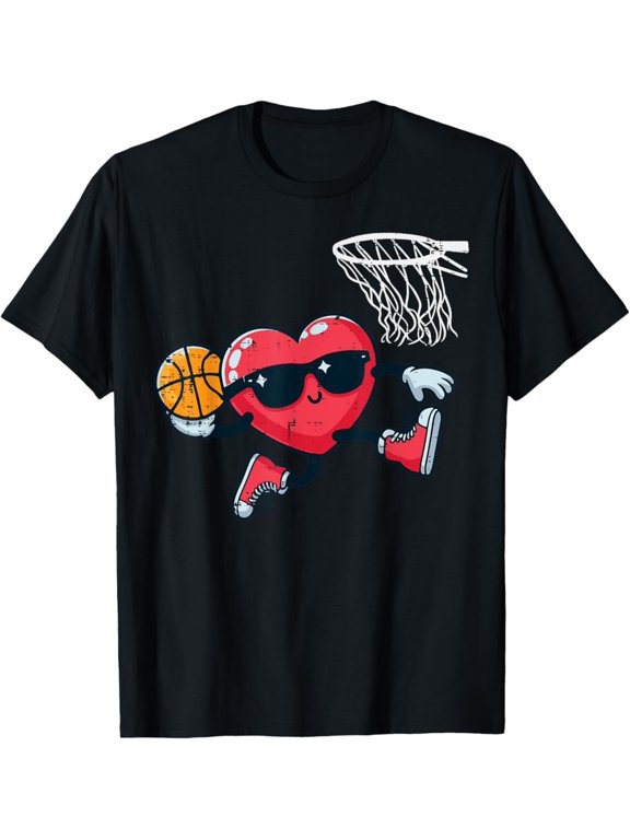 Valentine s Day Basketball Dunking Sports Men Graphic T-Shirt