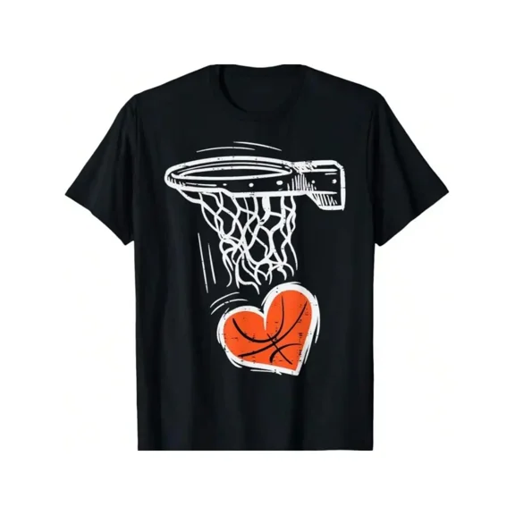 Valentine's Day Basketball Heart Dunk Unisex Cotton Short Sleeve Tee