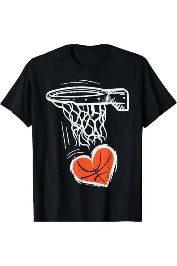 Valentine's Day Basketball Heart Dunk Unisex Cotton Short Sleeve Tee
