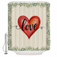 thumbnail image 1 of Valentine's Day Bathroom Shower Curtains with 12 Hooks Polyester Waterproof Shower Curtain for Stalls and Bathtubs Love Heart Romantic Eucalyptus Leaves Decorative Bathroom Curtain 72x72 Inches, 1 of 9