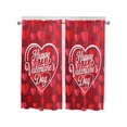 thumbnail image 1 of Valentine's Day Bathroom Window Curtain, Red Love Heart Romantic Minimalist Light Filtering Coffee Kitchen Curtains, Bedroom Living Room Curtains 2 Panel 84"x63", 1 of 6