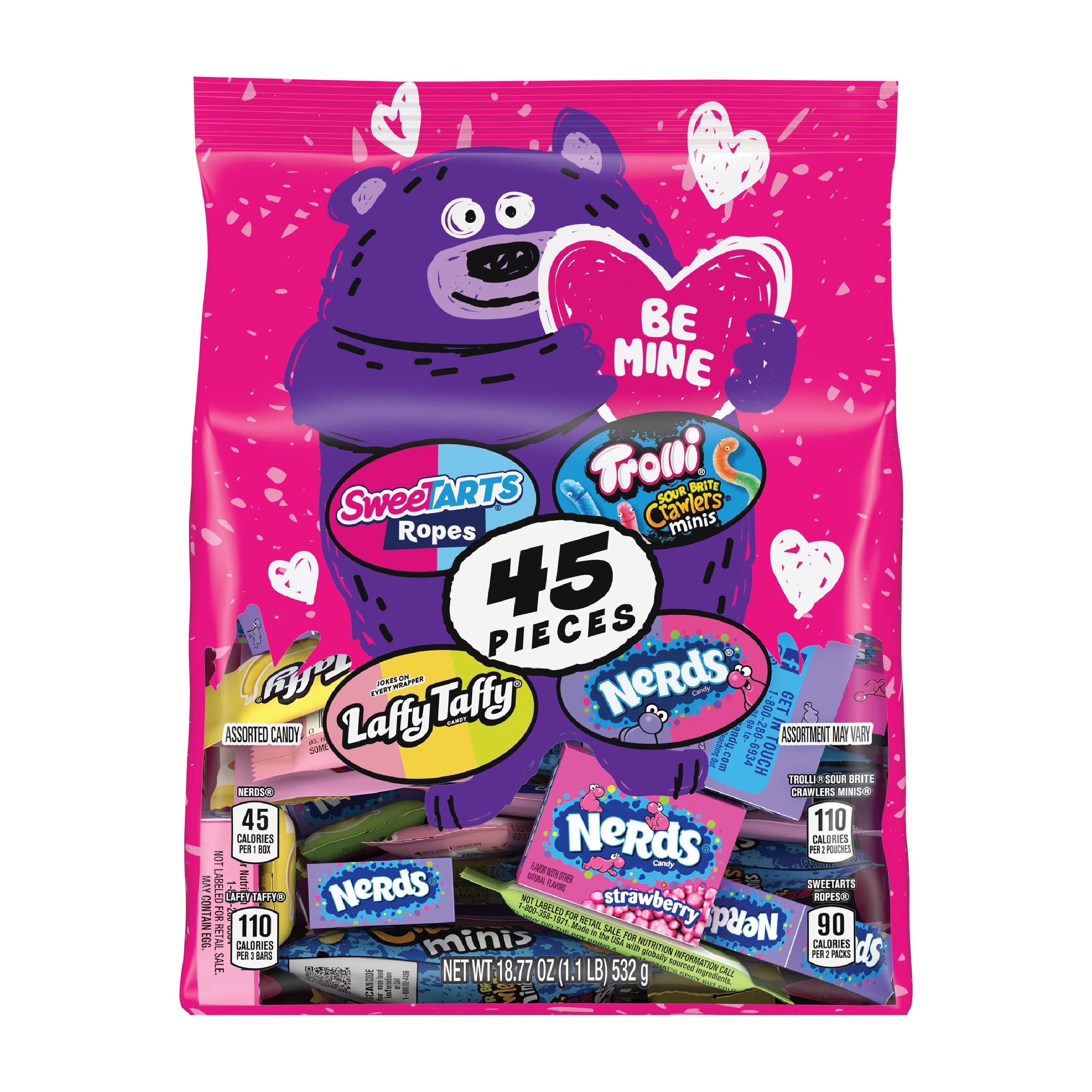 Valentine's Day "Be Mine" Friendship Exchange Fruity Candy Mix, 45 Count - image 1 of 9