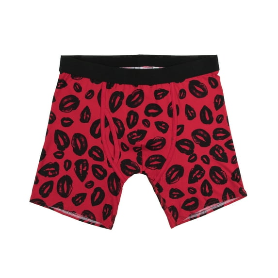 Valentine's Day Be Mine Lips Pattern Men's Red Boxer Briefs-Small
