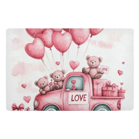 Valentine's Day Bear Floor Door Mat Outdoor Indoor for Home Entrance Welcome Mats 32"x20"
