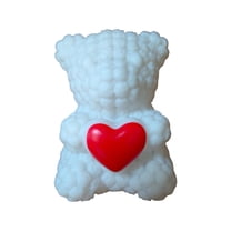 Valentine's Day Bear Heart Night Light - Cute LED Decorative Lamp, Soft Warm Glow with Timer Function, Durable Plastic & Plush Craft, Perfect Romantic Gift for Lovers Bedroom Decor, 2.36in, White