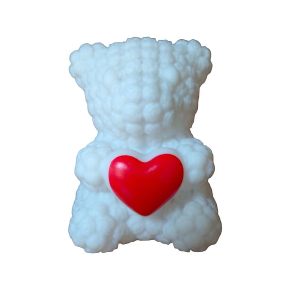 Valentine's Day Bear Heart Night Light - Cute LED Decorative Lamp, Soft Warm Glow with Timer Function, Durable Plastic & Plush Craft, Perfect Romantic Gift for Lovers Bedroom Decor, 2.36in, White