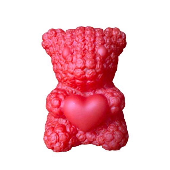 Valentine's Day Bear Heart Night Light - Cute LED Decorative Lamp, Soft Warm Glow with Timer Function, Durable Plastic & Plush Craft, Perfect Romantic Gift for Lovers Bedroom Decor, 2.36in, Red