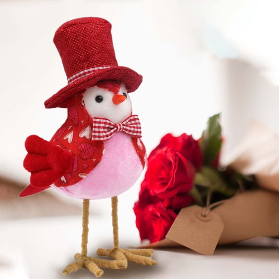 Valentine’s Day Bird Figurines - Love Birds Decor for Home, Tabletop Shelf Decorations, Cute Valentine’s Day Décor, Mantel and Tiered Tray Standing Figurines, Romantic Novelty Gift