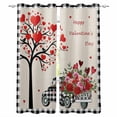 thumbnail image 1 of Valentine's Day Black Out Curtains 54 Inch Long, Short Curtains for Small Window, Love Heart Roses Black White Plaid Romantic Rustic Room Darkening Window Curtains for Kitchen 42"x54" 2 Panels, 1 of 8