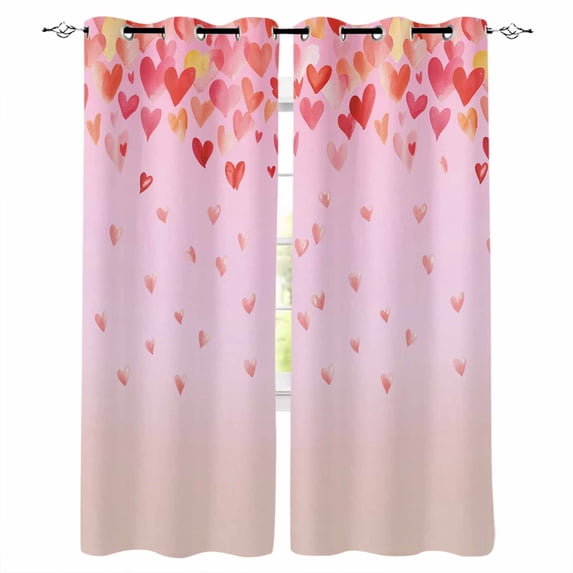 Valentine's Day Black Out Curtains 84 Inch Long for Living Room, Ombre Pink Loves Boho Modern Minimalist Blackout Curtain Shade Thermal Insulated Window Curtains Grommet Drapes 42"x84" 2 Panels