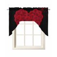 thumbnail image 1 of Valentine's Day Black Swag Valances for Windows, Small Curtains Drapes, Red Roses Love Hearts Romantic Kitchen Window Curtains Over Sink Window Treatment Valance for Bedroom/Bathroom 56"x36", 1 of 5