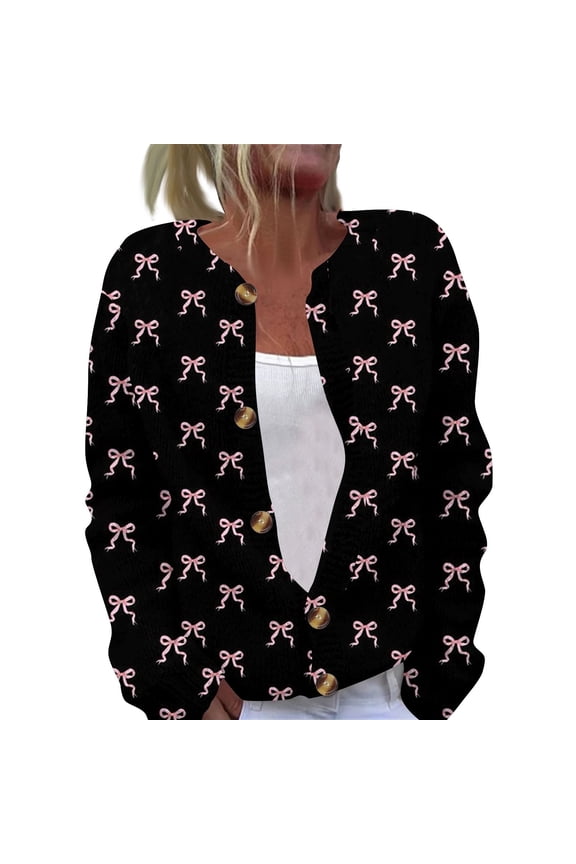 Valentine's Day Black White Cardigan Women Long Sleeve Cardigan for Women Lightweight Open Front Shrug Cardigan Love Heart print Dressy Casual Soft Duster Cardigans