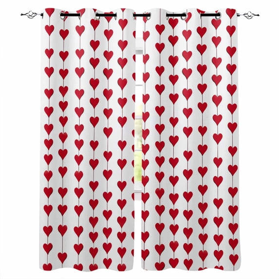 Valentine's Day Blackout Curtains for Bedroom - 84 Inch Long Light Blocking 2 Panels Set, Red Love Heart Modern Romantic Art Thermal Insulated Living Room Drapes Grommet Window Curtains 52"x84"