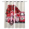 thumbnail image 1 of Valentine's Day Blackout Curtains for Bedroom, Red Truck Love Heart Roses Rustic Thermal Insulated Kitchen Drapes with Grommets, Light Blocking Window Treatment, 2 Panels 52" x 54", 1 of 7
