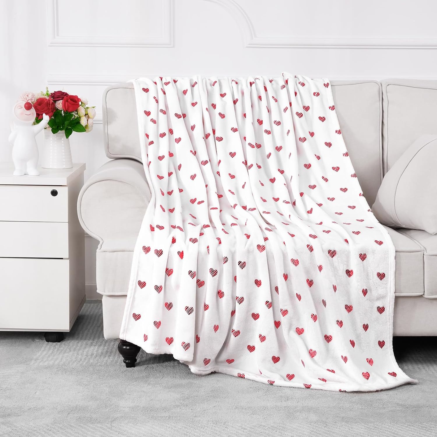 Valentine''s Day Blanket, Red Heart Throw Blanket, Super Soft Fleece
