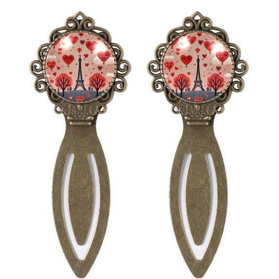 Valentine's Day Book Marks with Vintage Copper-Colored Lace: Stainless Steel Book Accessories and Reading Essentials - Gifts for Bookworms and Readers [Set of 2]