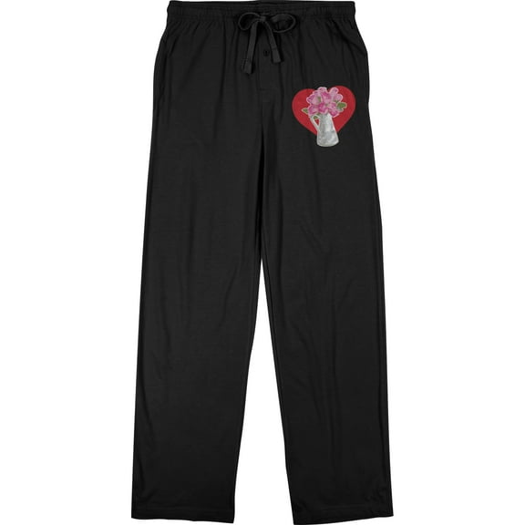 Valentine's Day Bouquet of Roses Men's Black Sleep Pants