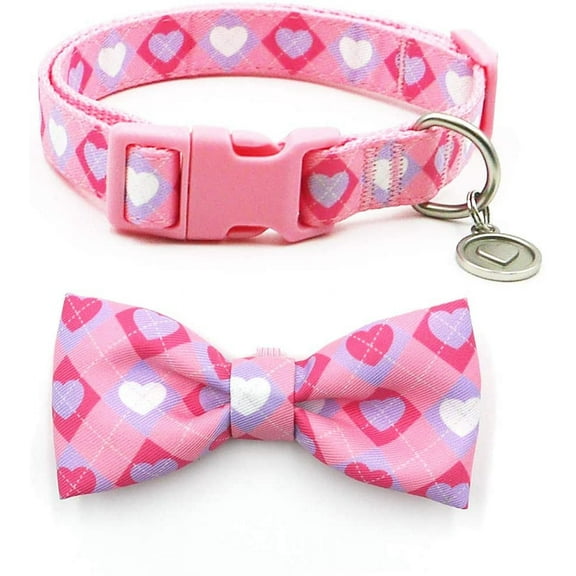 Valentine's Day Bowtie Dog Collar Soft & Comfy with Pattern