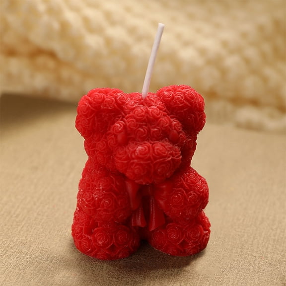 Valentine's Day Bowtie Rose Bear Candle - Epoxy Resin Rose Bear Candle for DIY Candle, Mother's Day Gifts, Birthday Gifts,Home Decoration Fragrance