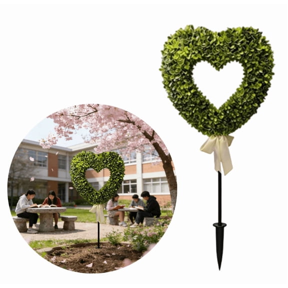 Valentine's Day Boxwood Heart Topiary with White Bow, Indoor Outdoor Garden Decors - (Green,30")