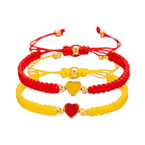 Valentine's Day Bracelets 2Pcs Charm Couple Heart Bracelets for Women Friendship Bracelet Birthday Party Gifts (D)