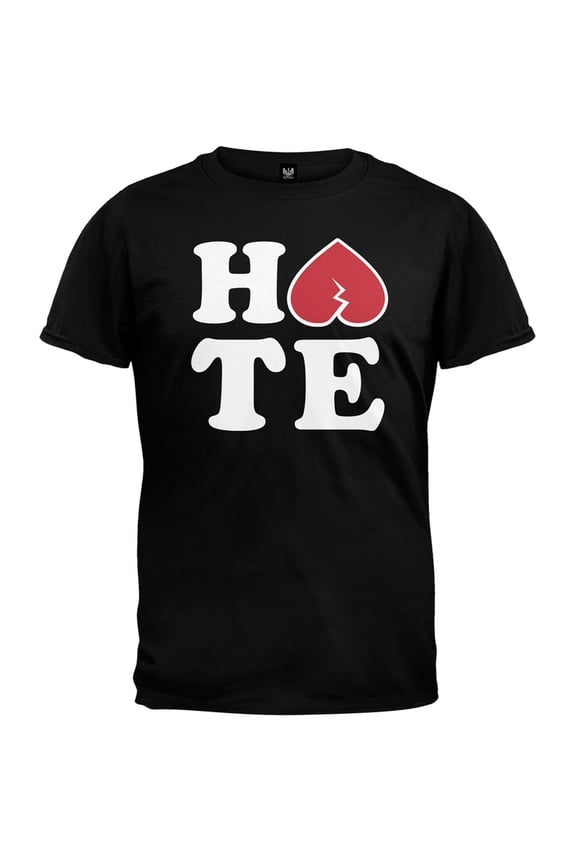 Valentine's Day - Broken Heart Hate Black Adult T-Shirt - Large